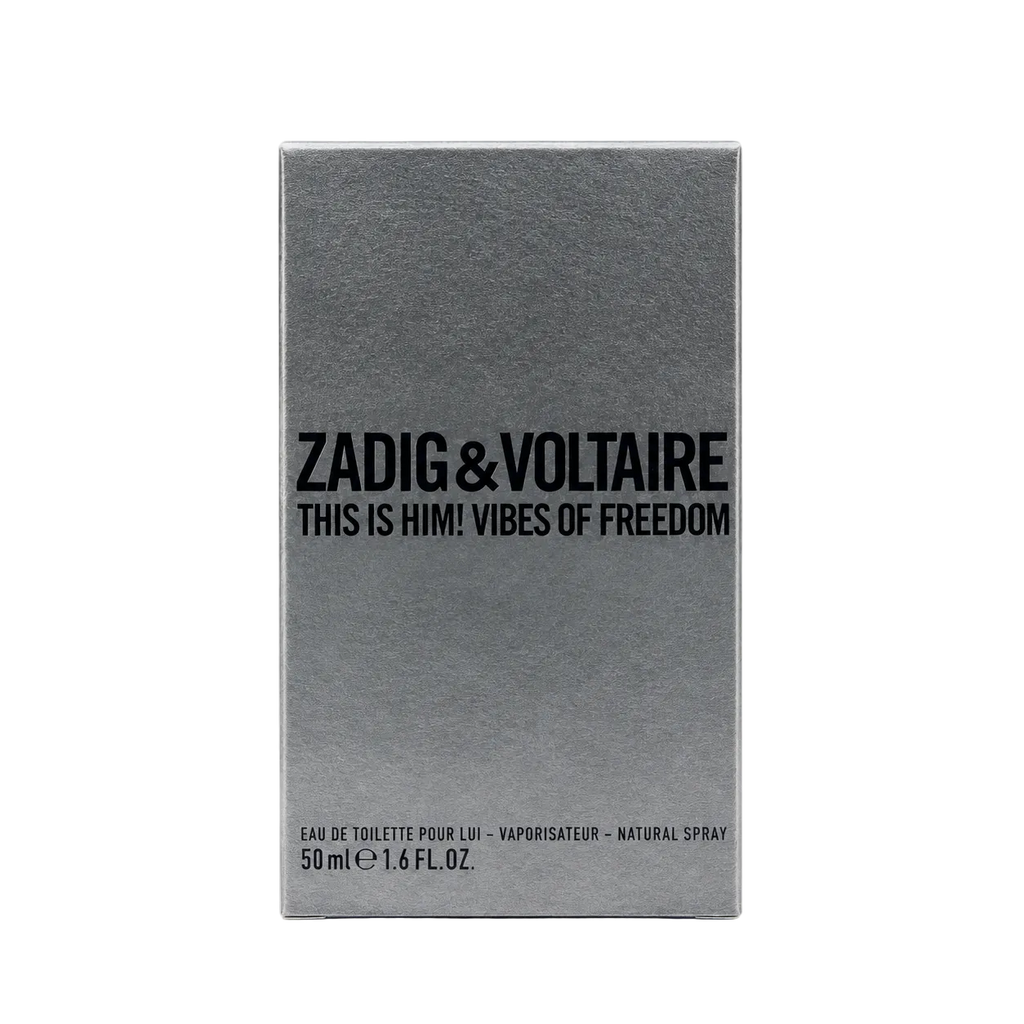 Zadig & Voltaire This Is Him! Vibes of Freedom Eau de Toilette 50 ml, Verpackung Vorderseite